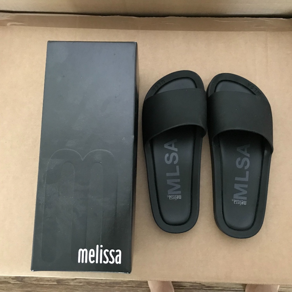 MELISSA BEACH SLIDES size US 7 BLACK